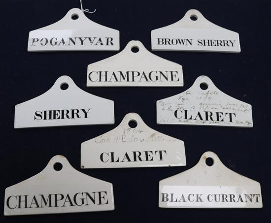 Wedgwood for Farrow & Jackson, London & Paris and Charles Farrow. Eight creamware bin labels, c.1860-70